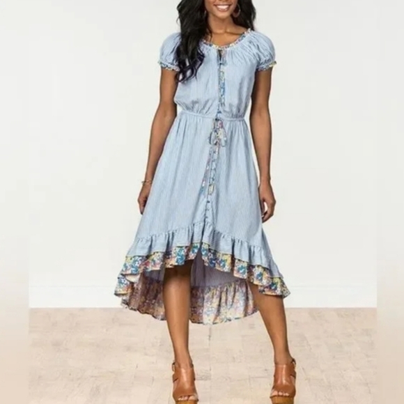 Matilda Jane Dresses & Skirts - MATILDA JANE NWT XS Come Away with Me Blue Stripe Dress, high low hem